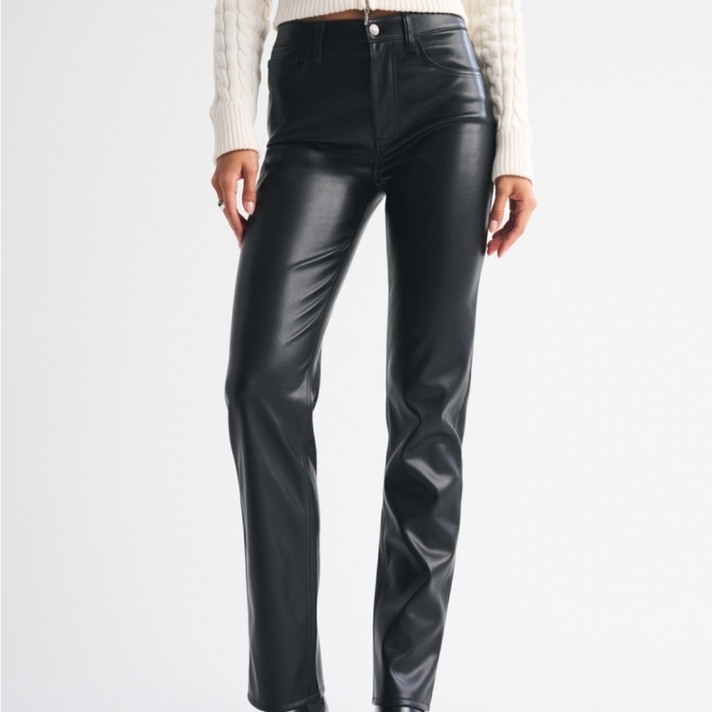 Vegan Leather Ultra High-Waist Pants - Black